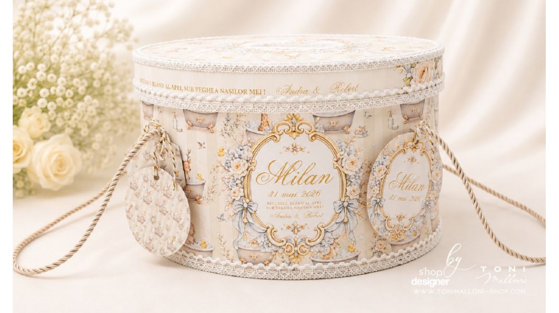 Set Prima Băiță după Botez cu Nașii pentru baieti cu elefant Atelier Paris 10